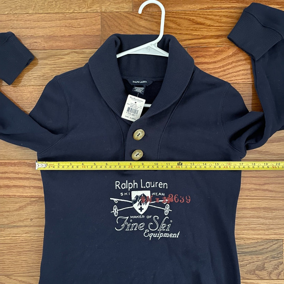 Ralph Lauren Girls Fleece Dress 16 XL Navy Blue Shawl Collar Long Sleeve Casual - Picture 9 of 12